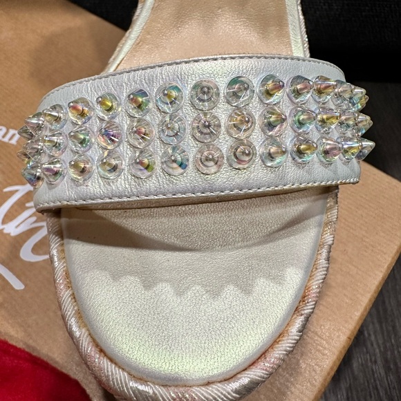 Christian Louboutin Pearl Embellished Wedge Sandals - Picture 14 of 16